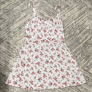 Trixxi White Sundress with Beautiful Pink Rose Print in Size Medium